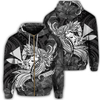 Hawaiian Map Hula Girl Hibiscus Kanaka Polynesian Zip Hoodie White Unisex Art - Polynesian Pride