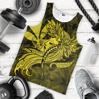 Hawaiian Map Hula Girl Hibiscus Kanaka Polynesian Tank Top - Yellow - AH - Polynesian Pride