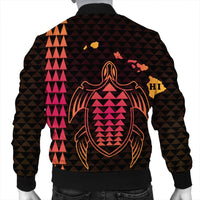 Hawaiian Map Kakau Turtle Polynesian Bomber Jacket - Orange - AH - Polynesian Pride