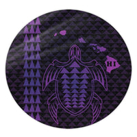 Hawaiian Map Kakau Turtle Polynesian Round Carpet - Purple - AH Round Carpet Luxurious Plush - Polynesian Pride