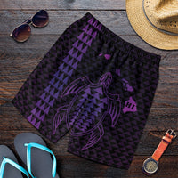 Hawaiian Map Kakau Turtle Polynesian Men's Shorts - Purple - AH Art - Polynesian Pride