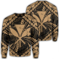 Hawaiian Map Kanaka Hibiscus Gold Polynesian Sweatshirt - AH Unisex Black - Polynesian Pride