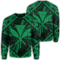 Hawaiian Map Kanaka Hibiscus Green Polynesian Sweatshirt - AH Unisex Black - Polynesian Pride