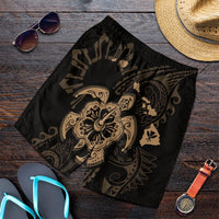 Hawaiian Map Kanaka Hibiscus Turtle Gold Polynesian Men's Shorts - AH Art - Polynesian Pride