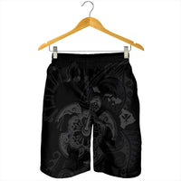Hawaiian Map Kanaka Hibiscus Turtle Gray Polynesian Men's Shorts - AH - Polynesian Pride
