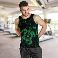 Hawaiian Map Kanaka Hibiscus Turtle Green Polynesian Tank Top - AH - Polynesian Pride