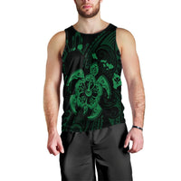 Hawaiian Map Kanaka Hibiscus Turtle Green Polynesian Tank Top - AH Black - Polynesian Pride