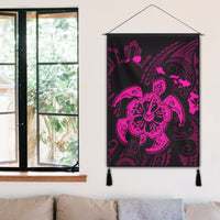 Hawaiian Map Kanaka Hibiscus Turtle Pink Polynesian Hanging Poster - AH - Polynesian Pride