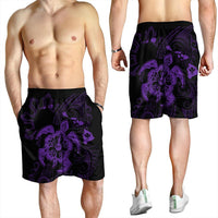 Hawaiian Map Kanaka Hibiscus Turtle Purple Polynesian Men's Shorts - AH - Polynesian Pride