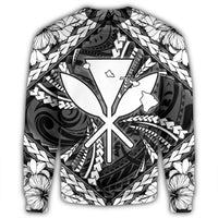 Hawaiian Map Kanaka Hibiscus White Polynesian Sweatshirt - AH - Polynesian Pride