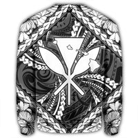 Hawaiian Map Kanaka Hibiscus White Polynesian Sweatshirt - AH - Polynesian Pride