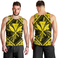 Hawaiian Map Kanaka Hibiscus Yellow Polynesian Tank Top - AH - Polynesian Pride