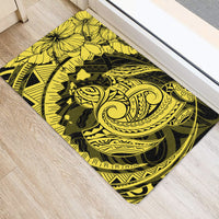 Hawaiian Map Kanaka Honu Hibiscus Globular Polynesian Door Mat Yellow AH - Polynesian Pride