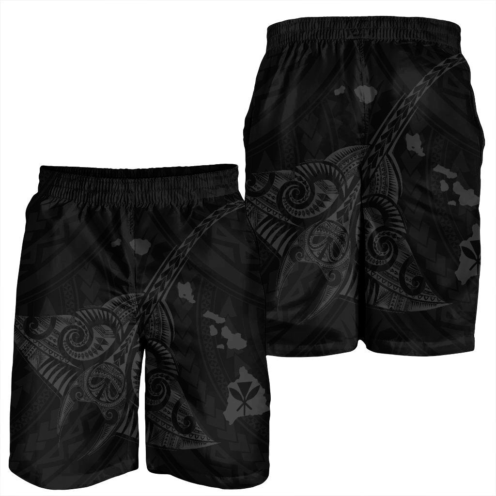 Hawaiian Map Kanaka Manta Ray Polynesian Men's Shorts Gray - AH - Polynesian Pride