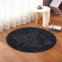 Hawaiian Map Kanaka Manta Ray Polynesian Round Carpet Gray - AH - Polynesian Pride