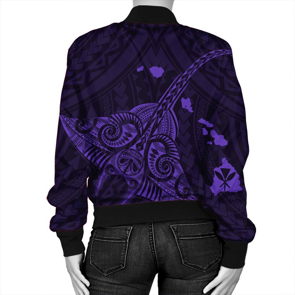 Hawaiian Map Kanaka Manta Ray Polynesian Bomber Jacket Purple - AH - Polynesian Pride