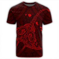 Hawaiian Map Kanaka Manta Ray Polynesian T Shirt Red - Polynesian Pride