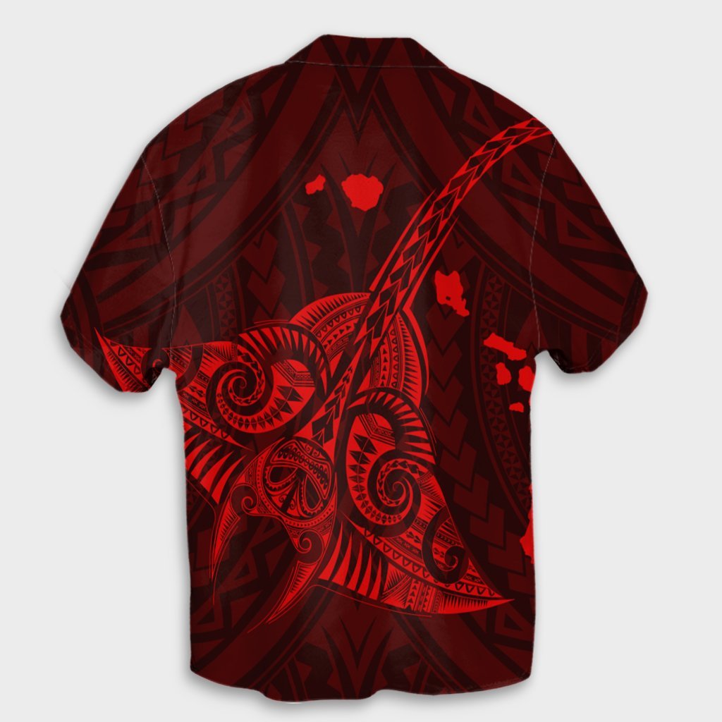 Hawaiian Map Kanaka Manta Ray Polynesian Hawaiian Shirt Red - AH - Polynesian Pride