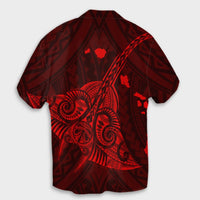 Hawaiian Map Kanaka Manta Ray Polynesian Hawaiian Shirt Red - AH - Polynesian Pride