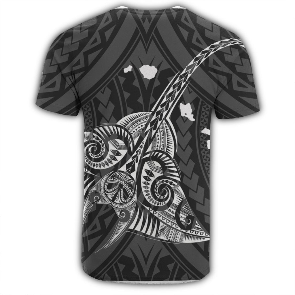 Hawaiian Map Kanaka Manta Ray Polynesian T Shirt White - Polynesian Pride