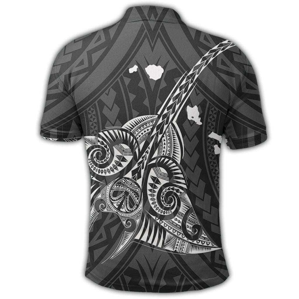 Hawaiian Map Kanaka Manta Ray Polynesian Polo Shirt White - Polynesian Pride
