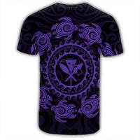 Hawaiian Map Kanaka Turtles Circle Style Purple Polynesian T Shirt - Polynesian Pride