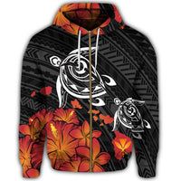 Hawaiian Map Kanaka Turtles Hibiscus Plumeria Zip Hoodie - Polynesian Pride