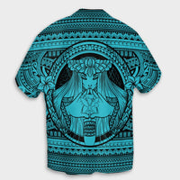 Hawaiian Map Madame Pele Kanaka Plumeria Polynesian Hawaiian Shirt Blue AH - Polynesian Pride