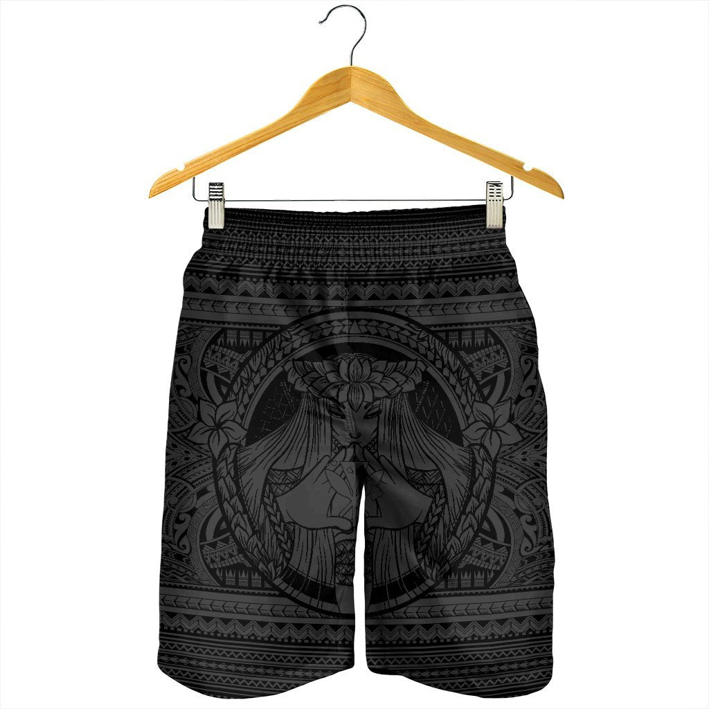 Hawaiian Map Madame Pele Kanaka Plumeria Polynesian Men's Shorts Gray AH - Polynesian Pride
