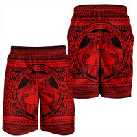 Hawaiian Map Madame Pele Kanaka Plumeria Polynesian Men's Shorts Red AH - Polynesian Pride