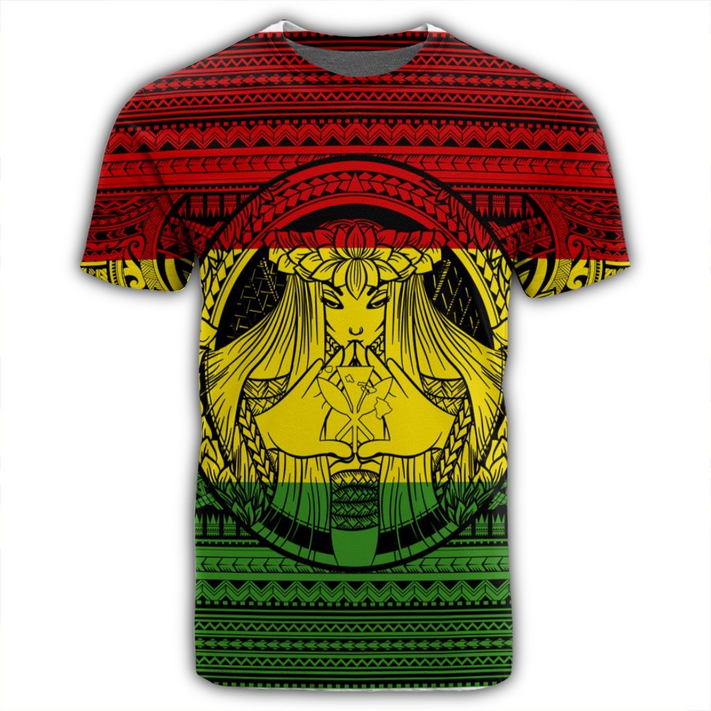 Hawaiian Map Madame Pele Kanaka Plumeria Polynesian T Shirt Reggae - Polynesian Pride