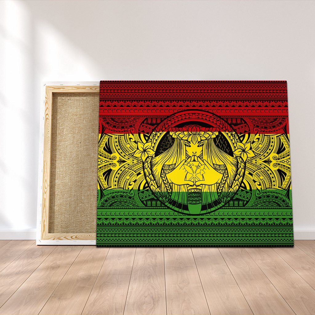 Hawaiian Map Madame Pele Kanaka Plumeria Polynesian Canvas Reggae AH Canvas Poly-cotton - Polynesian Pride