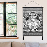 Hawaiian Map Madame Pele Kanaka Plumeria Polynesian Hanging Poster White AH - Polynesian Pride