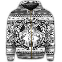 Hawaiian Map Madame Pele Kanaka Plumeria Polynesian Zip Hoodie White - Polynesian Pride