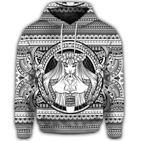 Hawaiian Map Madame Pele Kanaka Plumeria Polynesian Hoodie White - Polynesian Pride