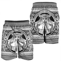 Hawaiian Map Madame Pele Kanaka Plumeria Polynesian Men's Shorts White AH - Polynesian Pride