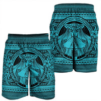 Hawaiian Map Madame Pele Mauna Kea Plumeria Polynesian Men's Shorts Blue AH - Polynesian Pride