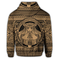 Hawaiian Map Madame Pele Mauna Kea Plumeria Polynesian Zip Hoodie Gold - Polynesian Pride