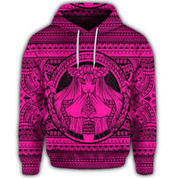 Hawaiian Map Madame Pele Mauna Kea Plumeria Polynesian Hoodie Pink - Polynesian Pride