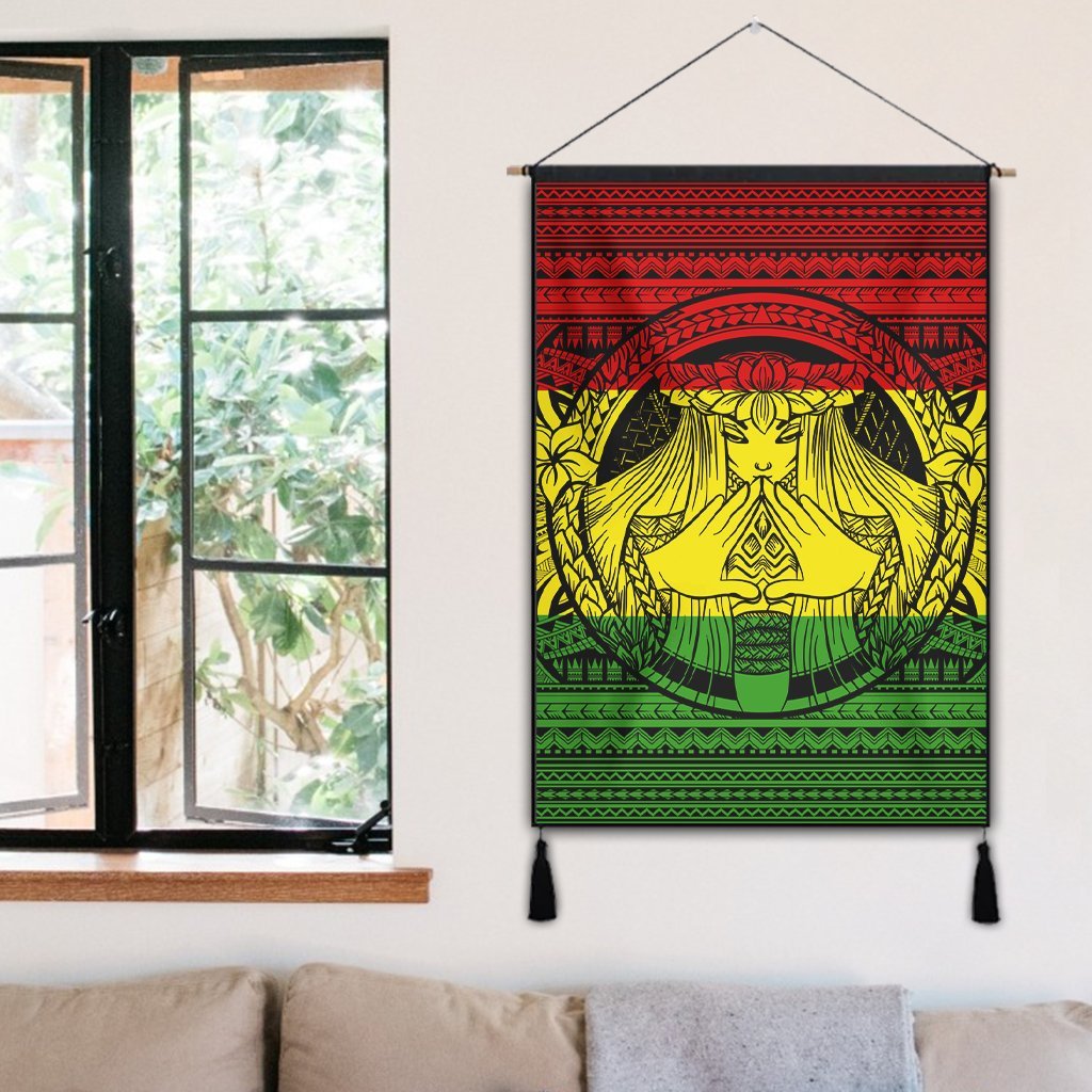 Hawaiian Map Madame Pele Mauna Kea Plumeria Polynesian Hanging Poster Reggae AH - Polynesian Pride
