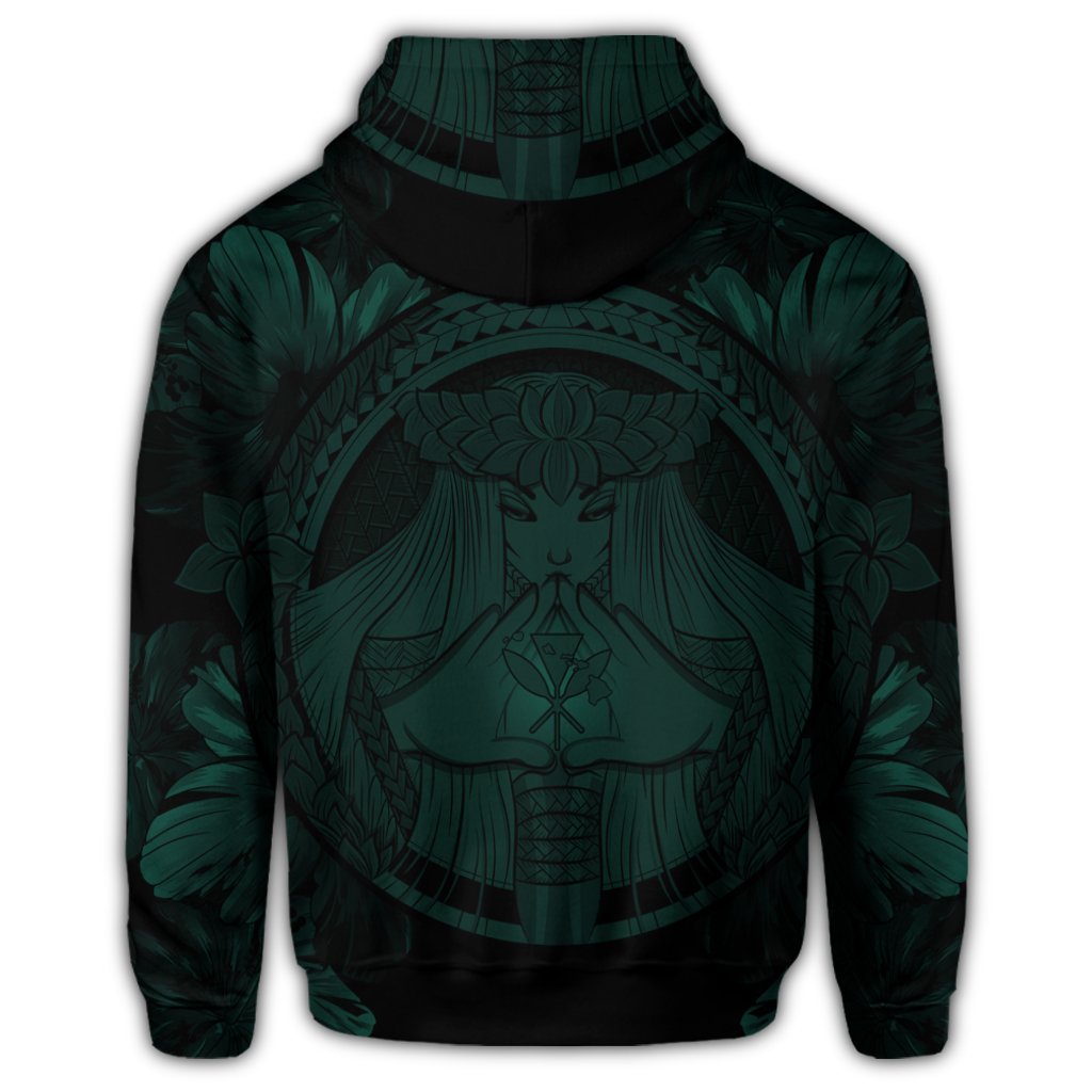 Hawaiian Map Madame Pele Polynesian Zip Hoodie Dark Green - Polynesian Pride