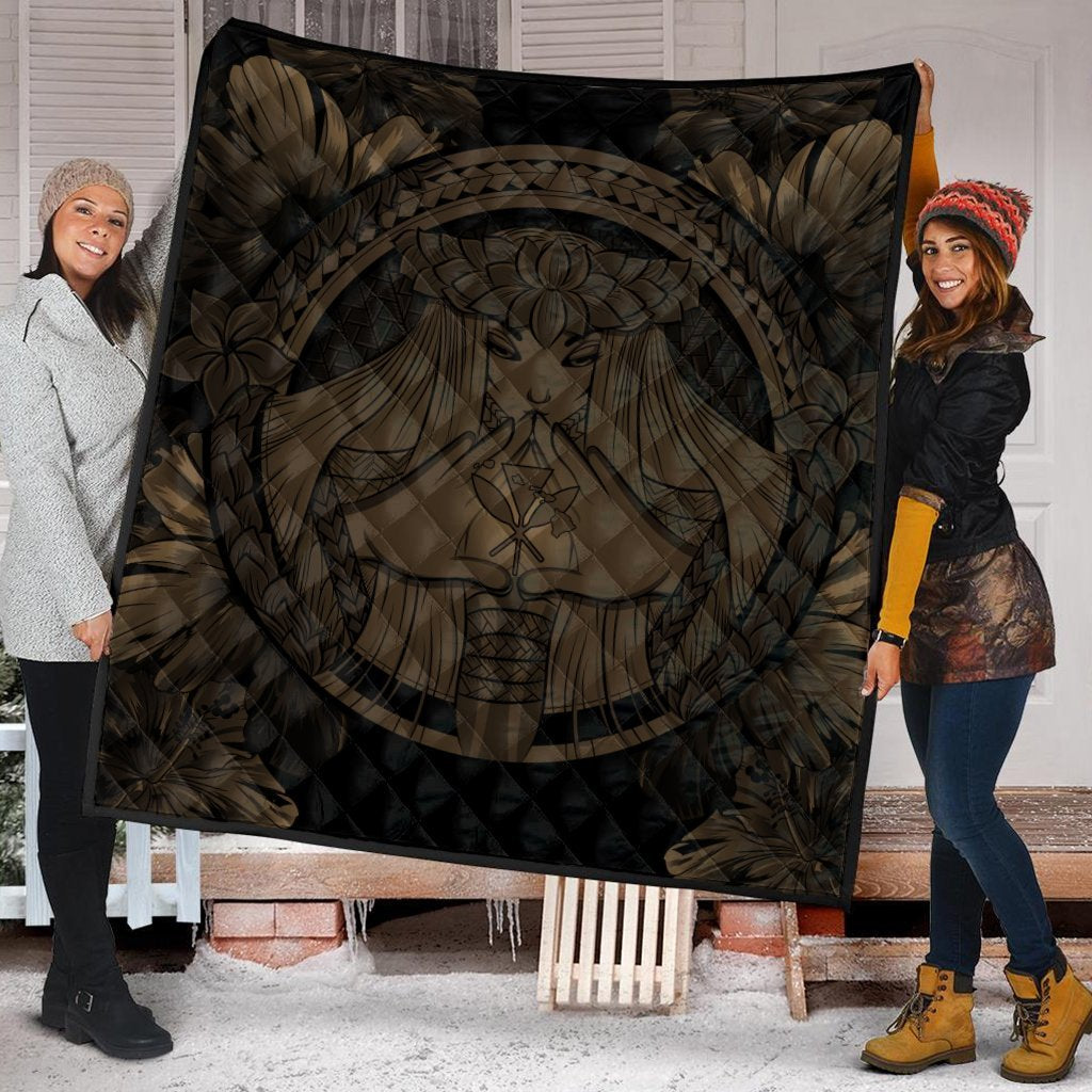 Hawaiian Map Madame Pele Polynesian Premium Quilts Gold AH - Polynesian Pride