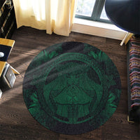 Hawaiian Map Madame Pele Polynesian Round Carpet Green AH - Polynesian Pride