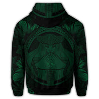 Hawaiian Map Madame Pele Polynesian Zip Hoodie Green - Polynesian Pride