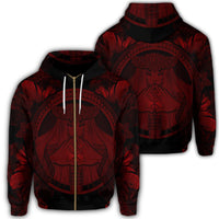 Hawaiian Map Madame Pele Polynesian Zip Hoodie Red Unisex Art - Polynesian Pride