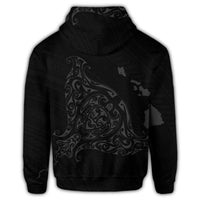 Hawaiian Map Manta Ray Gray Polynesian Zip Hoodie - Polynesian Pride