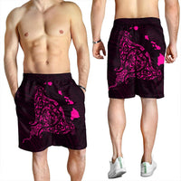 Hawaiian Map Manta Ray Pink Polynesian Men's Shorts - AH - Polynesian Pride