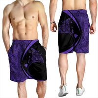 Hawaiian Map Manta Ray Polynesian Men's Shorts - Purple - Circle Style - AH - Polynesian Pride