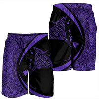 Hawaiian Map Manta Ray Polynesian Men's Shorts - Purple - Circle Style - AH - Polynesian Pride
