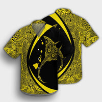 Hawaiian Map Manta Ray Polynesian Hawaiian Shirt - Yellow - Circle Style - AH - Polynesian Pride